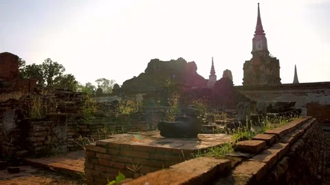 Ayutthaya Ruins through Trees Stock Footage 72907988
