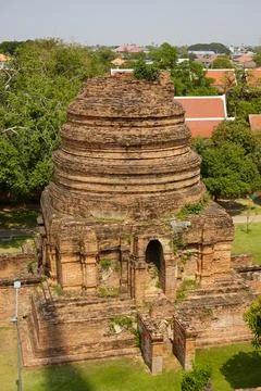 Ayutthaya temple compound from elevated viewpoint Stock Photos