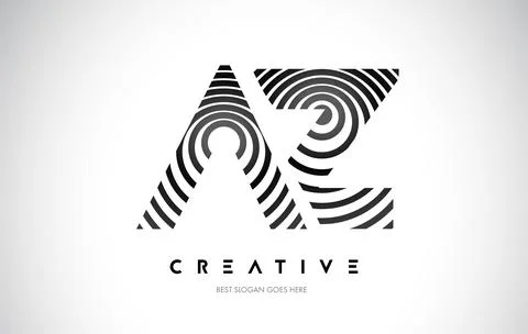 AZ Lines Warp Logo Design. Letter Icon Made with Black Circular Lines. Stock Illustration