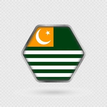 Azad Kashmir flag in a hexagon frame. Stock Illustration