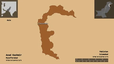 Azad Kashmir location. Pakistan. Solid patterned map Stock Footage 135518384