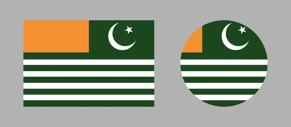 Azad Kashmir round, rectangular flag. Set of circular, rectangle flag symbols Stock Illustration