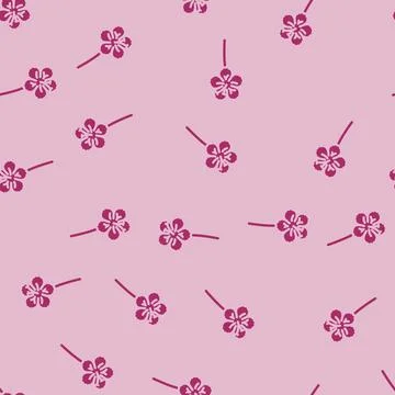 Azalea blossom spring glyph vector seamless pattern Stock Illustration