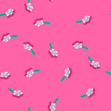 Azalea blossom spring isometric icon seamless pattern Stock Illustration