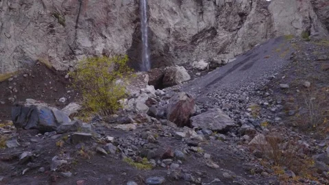 Azau Waterfall in the Baksan River Valley, North Caucasus, Russia Video stock 320855554