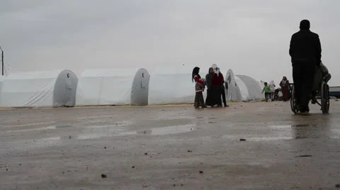 Azaz Border Refugee Camp Vídeo Stock 55183760