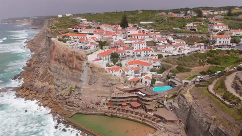 Azenhas Do Mar Beach A Stunning Coastal Beauty Located in Sintra, Portugals Video stock 317142039