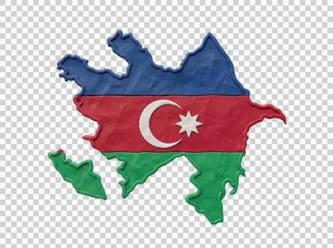 Azerbaijan 3d clay map featuring national flag design motif. Ilustración de archivo