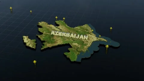 Azerbaijan 3D Map With Animation Video stock 302194420