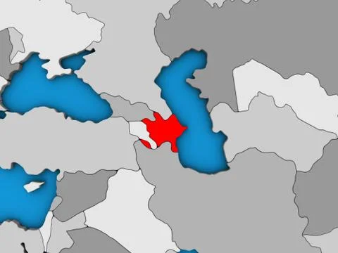 Azerbaijan on 3D map Stock Illustration