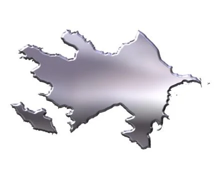 Azerbaijan 3D Silver Map Stock Illustration