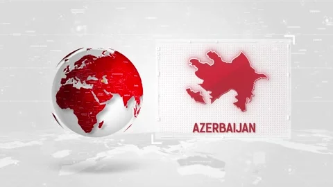 Azerbaijan 4K Tech Map Beside Globe On White Background Stock Footage 340013996