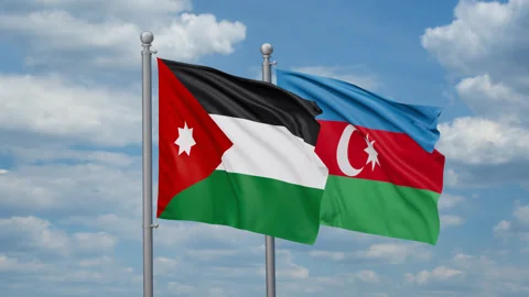 Azerbaijan and Jordan two flags 스톡 동영상 270215031