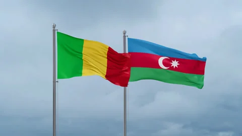 Azerbaijan and Mali flag 스톡 동영상 256136519