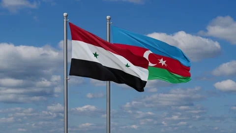 Azerbaijan and Syria two flags Stock Footage 288149253