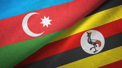 Azerbaijan and Uganda two flags textile cloth, fabric texture Stock Illustration