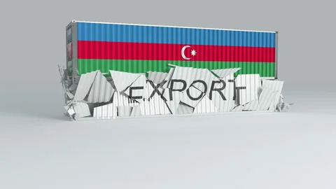 Azerbaijan container with the flag falls on top of a container labeled EXPORT Stock Footage 124444962