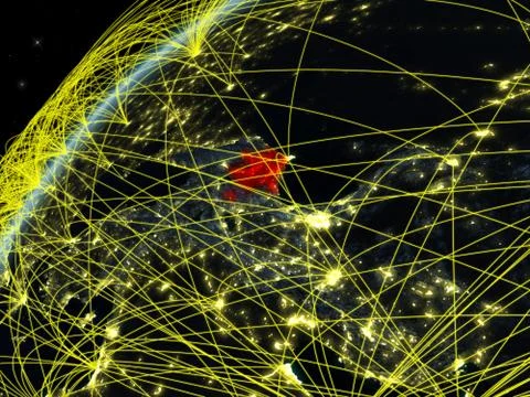 Azerbaijan on Earth with network Stock Illustration