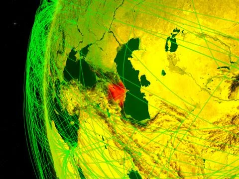 Azerbaijan on Earth with network Stock Illustration