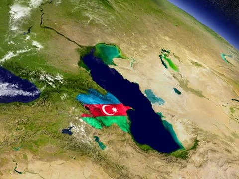 Azerbaijan with embedded flag on Earth Illustrazione stock