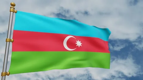 Azerbaijan flag 3d animation Stock Footage 255676887