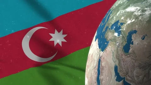 Azerbaijan Flag and Azerbaijan Map on Earth Globe 4K Stock Footage 220774329