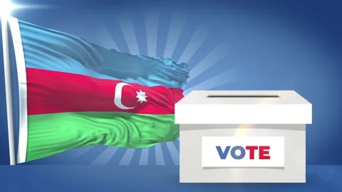 Azerbaijan Flag and voting box presidential election 2024 Stock Footage 339443230