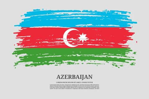 Azerbaijan flag with brush stroke effect and information text poster, vector Stock Illustration