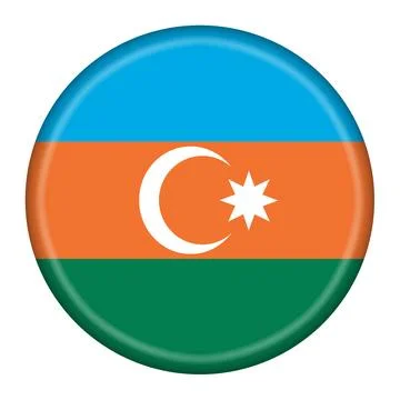 Azerbaijan flag button 3d illustration with clipping path Stock Illustration