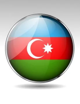 Azerbaijan flag button Stock Illustration
