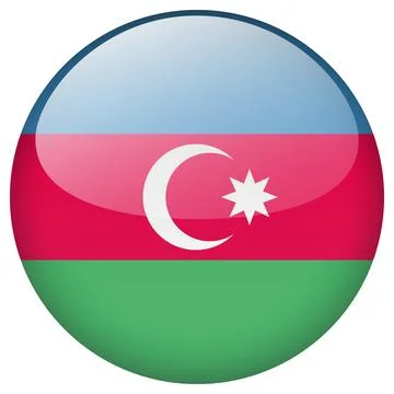 Azerbaijan flag button. Stock Illustration