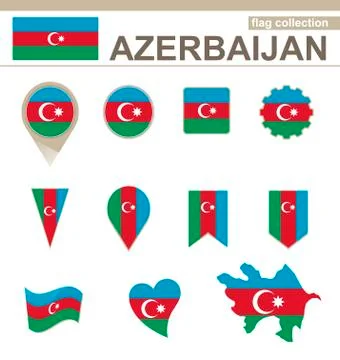 Azerbaijan Flag Collection Stock Illustration