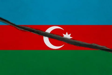 Azerbaijan flag cracked Stock Illustration