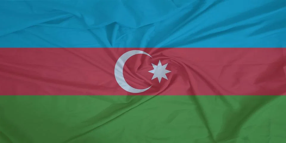 Azerbaijan Flag fabric rippling in the wind Stock Photos
