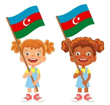 Azerbaijan flag in hand set Stock Illustration