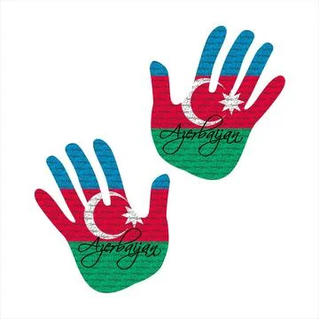 Azerbaijan flag hand vector Stock Illustration