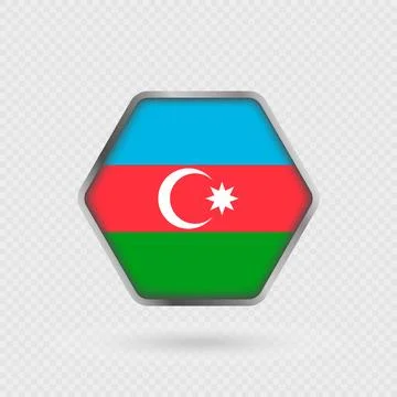 Azerbaijan flag in a hexagon frame. Stock Illustration