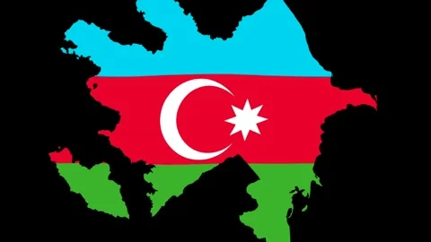 Azerbaijan flag map  colored illustration of country borders and national f.. Video stock 343670598