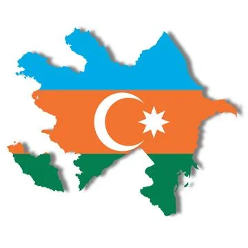 Azerbaijan flag map on white background 3d illustration with clipping path Stock Illustration