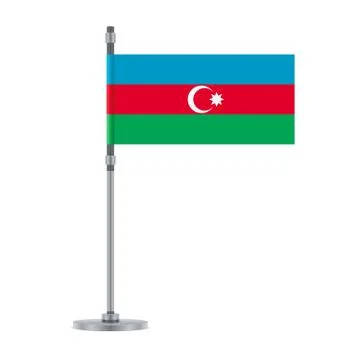 Azerbaijan flag on the metallic pole, vector illustration Stock Illustration