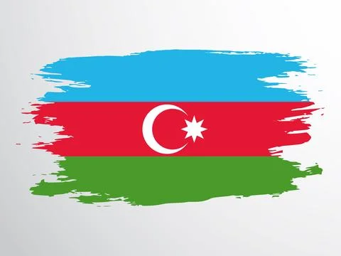 Azerbaijan flag painted by brush Stock Illustration
