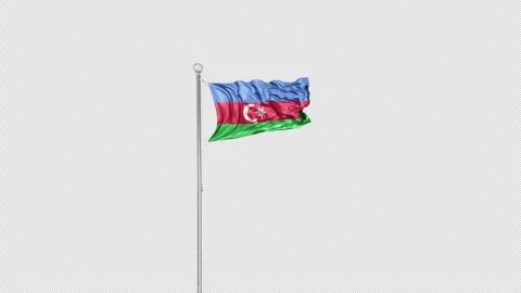 Azerbaijan   Flag Pole  Animation Include Alpha 3D Rendering Video stock 283148000