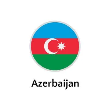 Azerbaijan flag round flat icon Stock Illustration