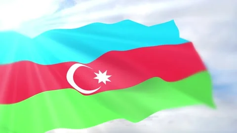 Azerbaijan Flag Seamless Loop 4k 60fps on Sky Background Stock Footage 340623030