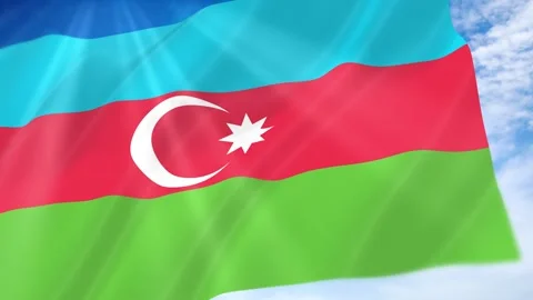 Azerbaijan Flag Seamless Loop 4k 60fps on Sky Background Stock Footage 341680969