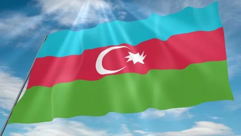 Azerbaijan Flag Seamless Loop 4k 60fps on Sky Background Stock Footage 341754642