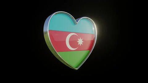Azerbaijan Flag in the Shape of 3D Heart. Stock Footage 134680024