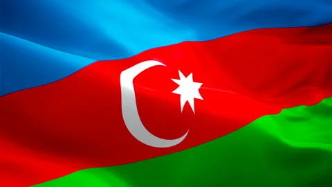 Azerbaijan Flag Wave Loop waving in wind. Realistic Muslim Flag background Stock Footage 109552793