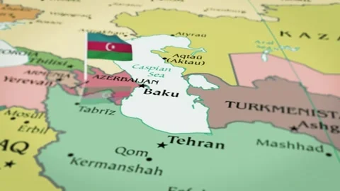The Azerbaijan flag is waving. 4K Map and Flag Animation. Stock Footage 297376388