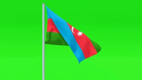 Azerbaijan Flag Waving Green Screen Stock Footage 320076934